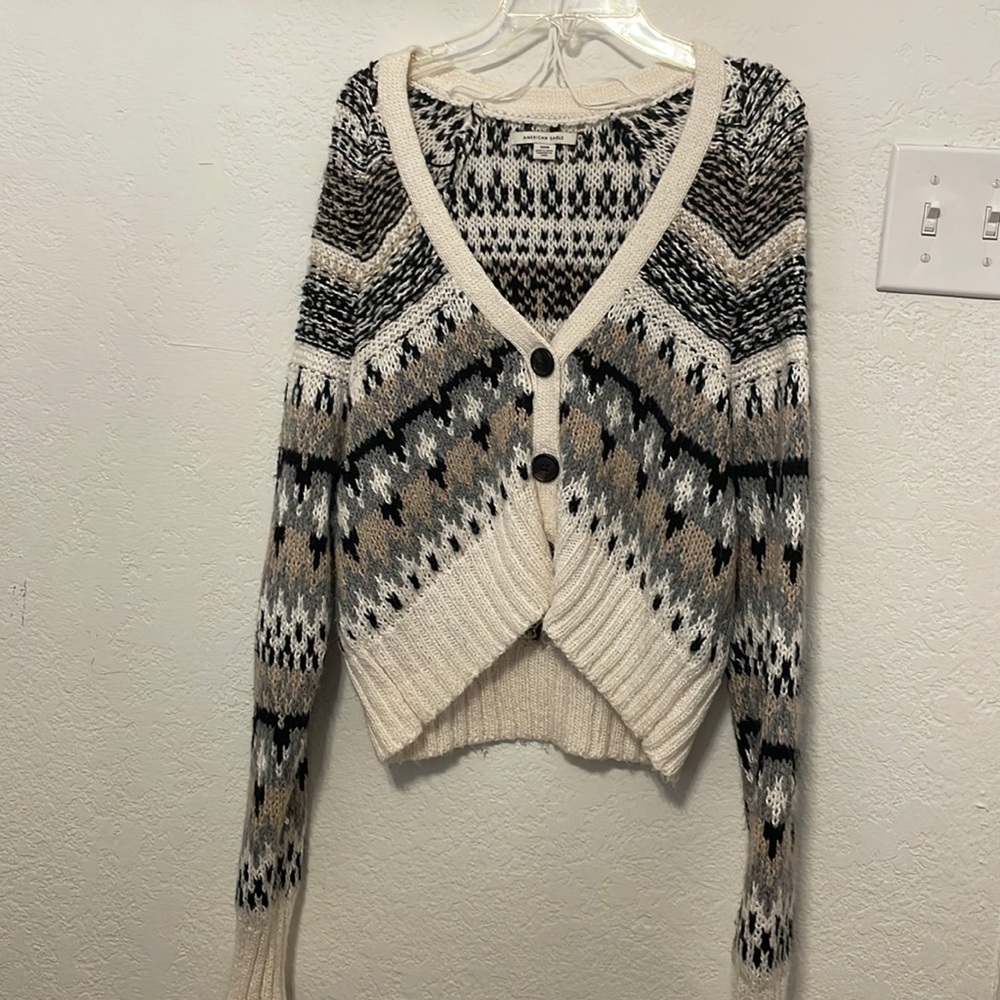 Cropped button up sweater